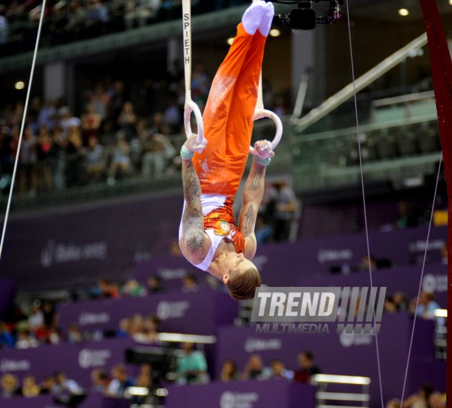 Azərbaycan gimnastı Oleq Stepko Avropa Oyunlarında gümüş medal qazandı. Bakı, Azərbaycan, 18 iyun 2015